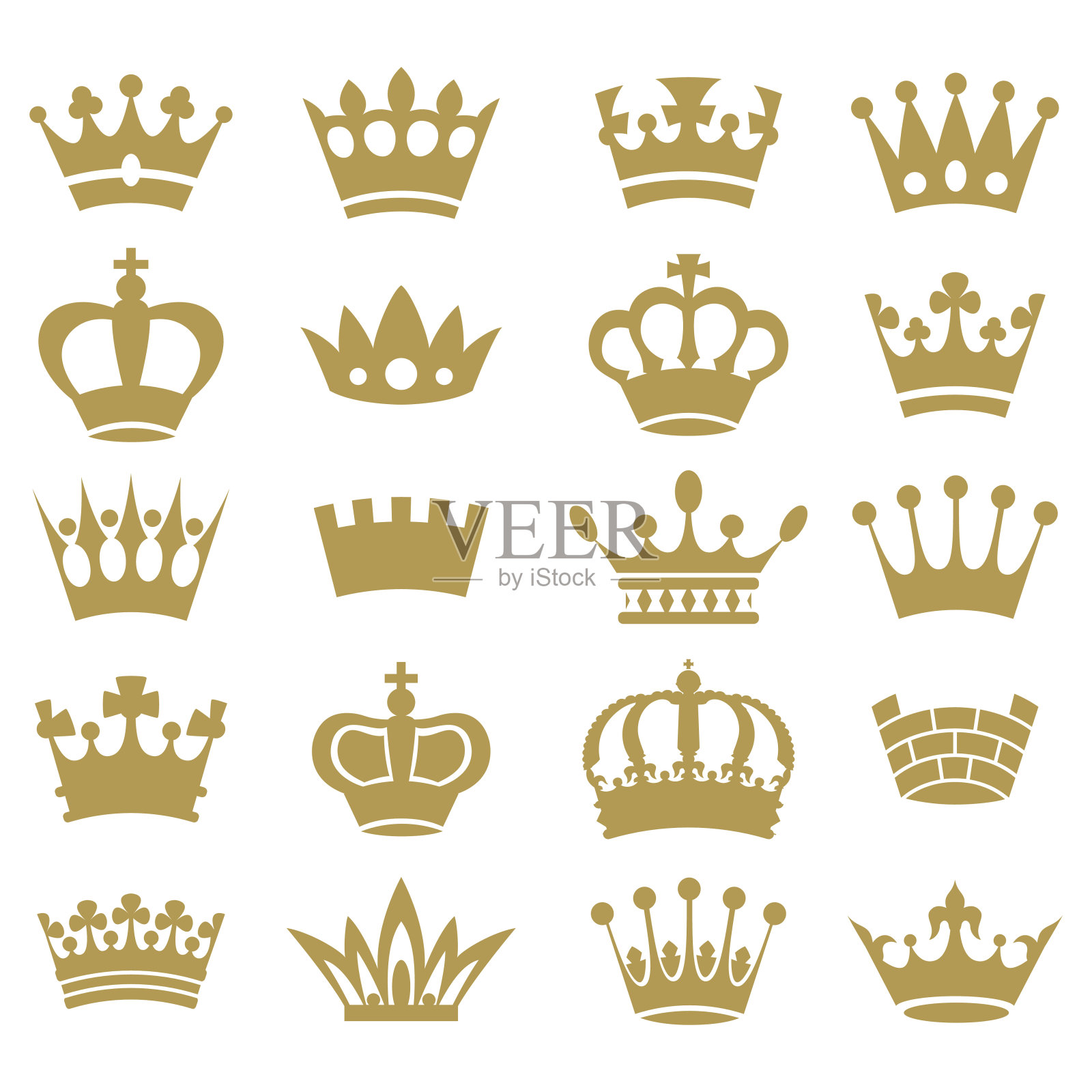 皇冠集合-向量轮廓插画图片素材