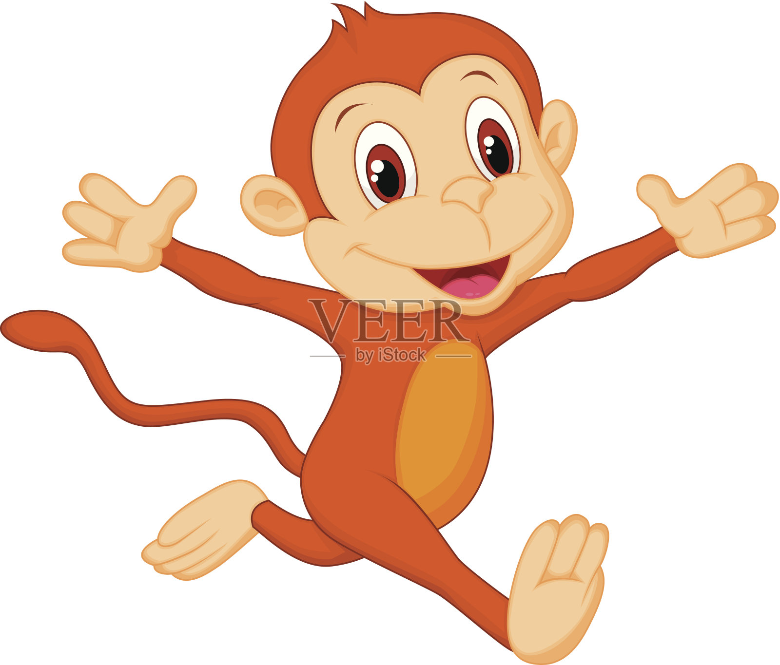 快乐的猴子卡通插画图片素材