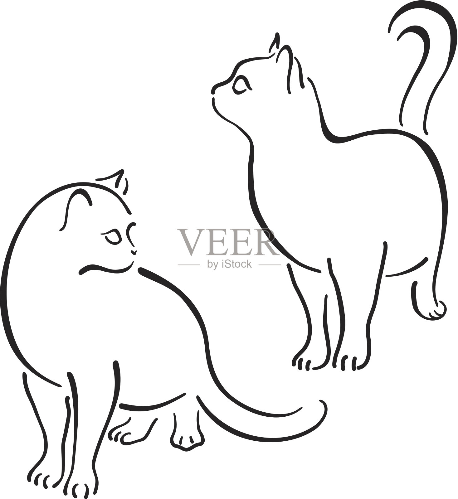 猫设计集线条艺术插画图片素材