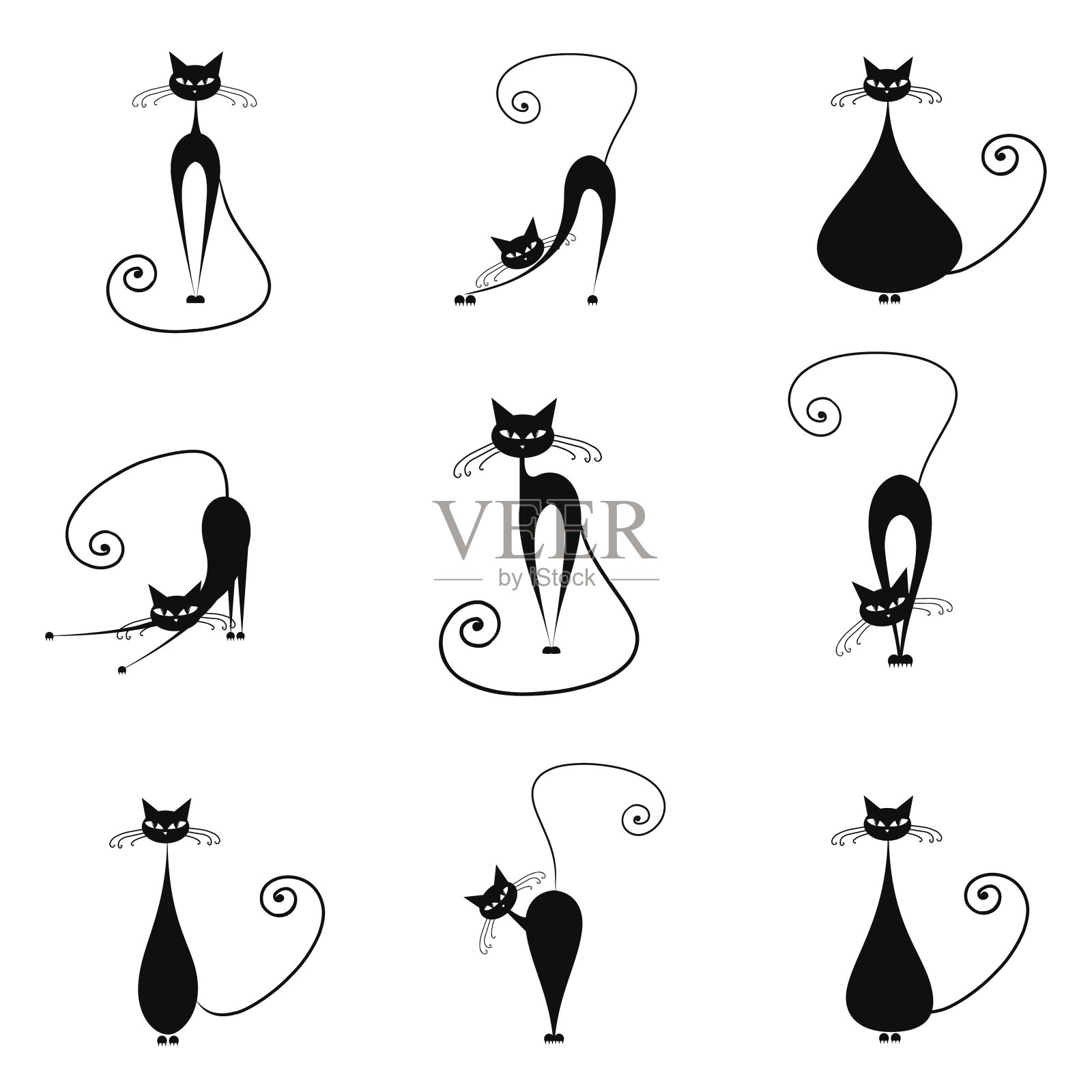 黑猫，你的设计系列插画图片素材