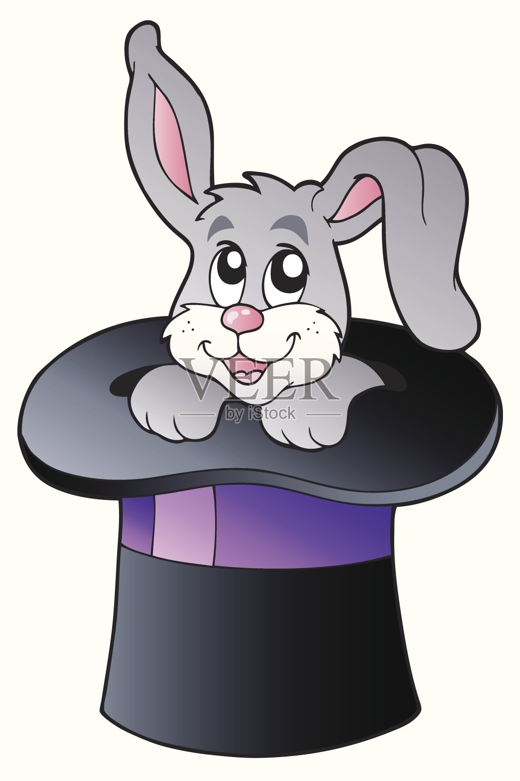 可爱的小兔子戴着巫师帽插画图片素材