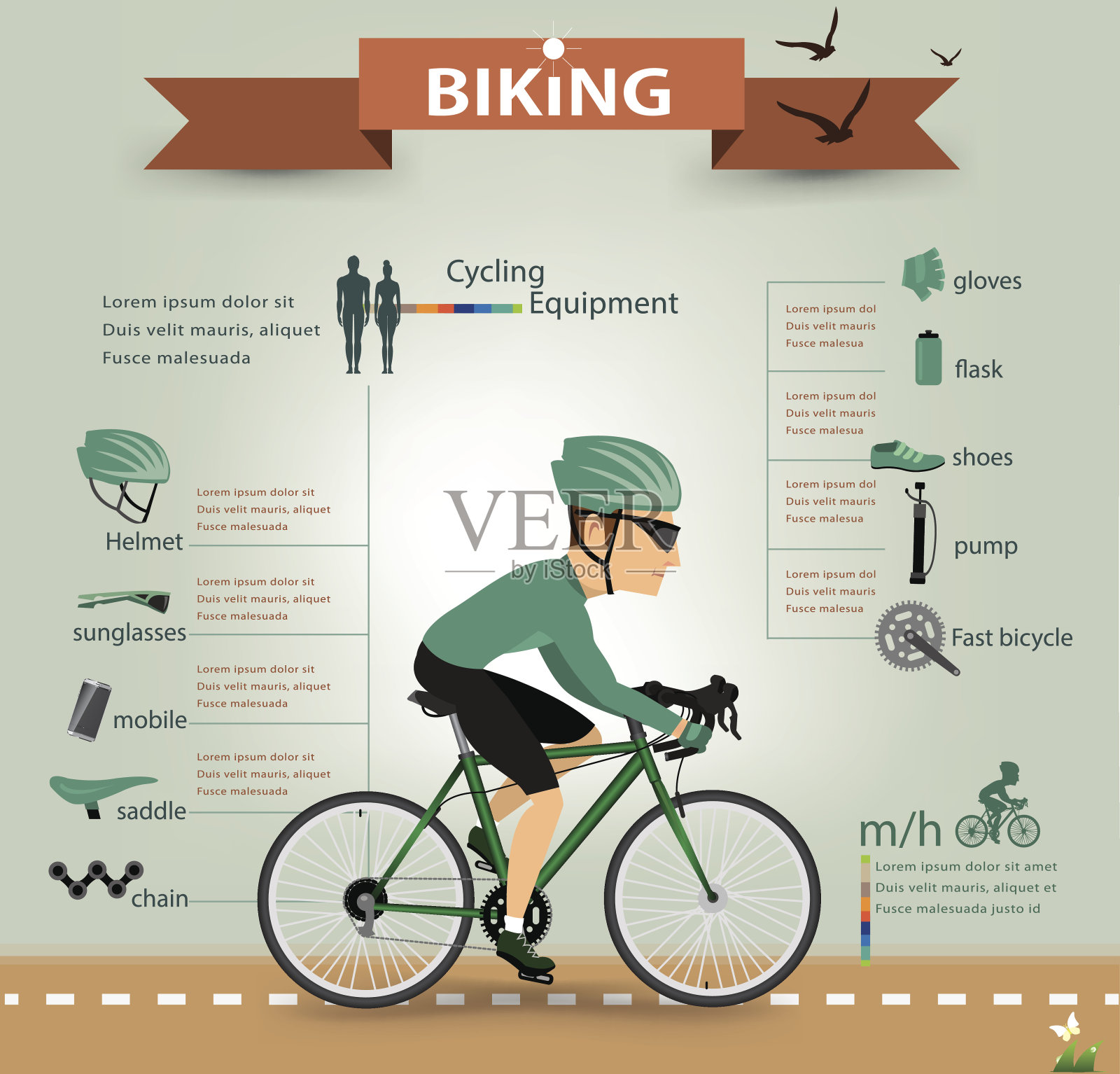 自行车infographics.vector设计元素图片