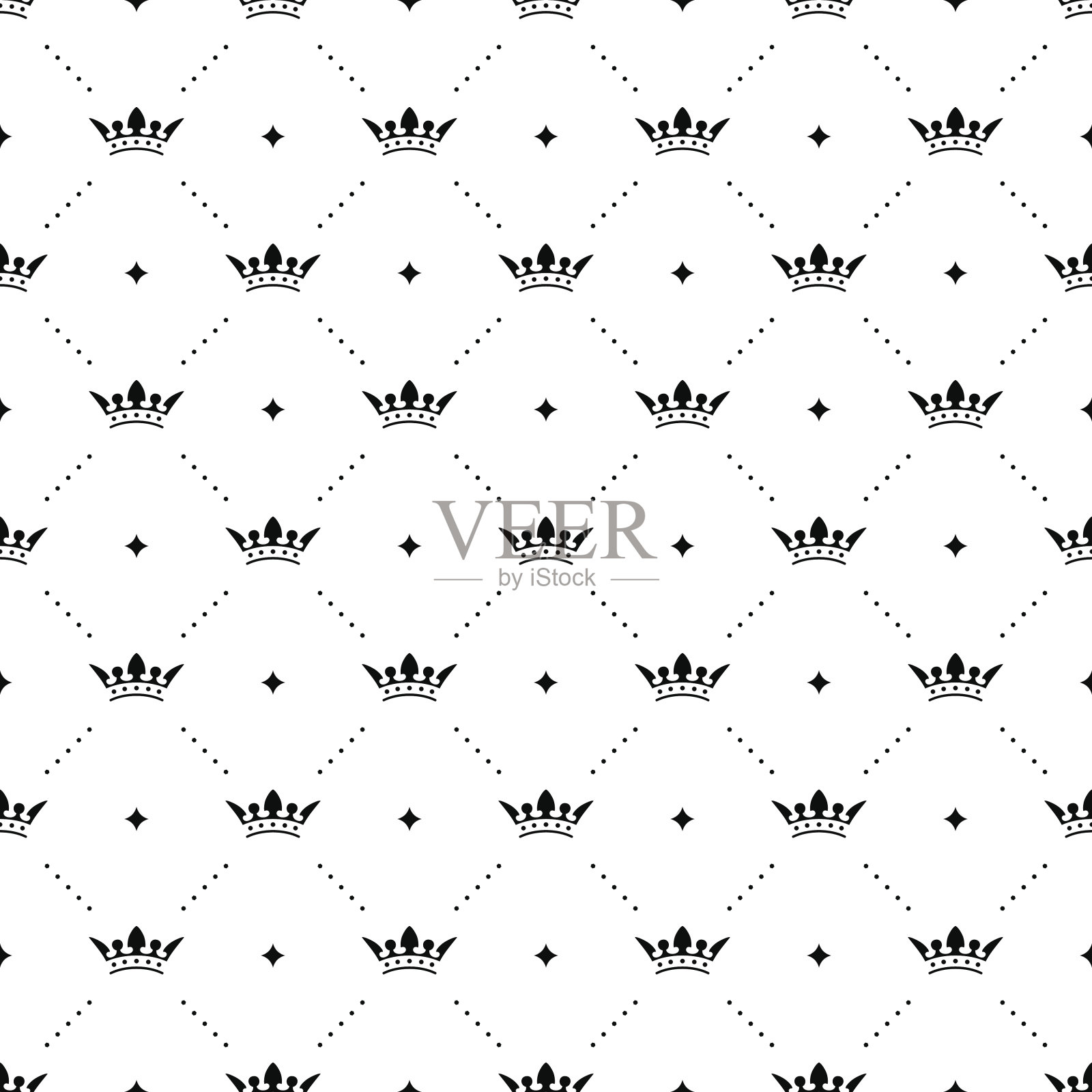 无缝向量黑色模式与王王冠插画图片素材