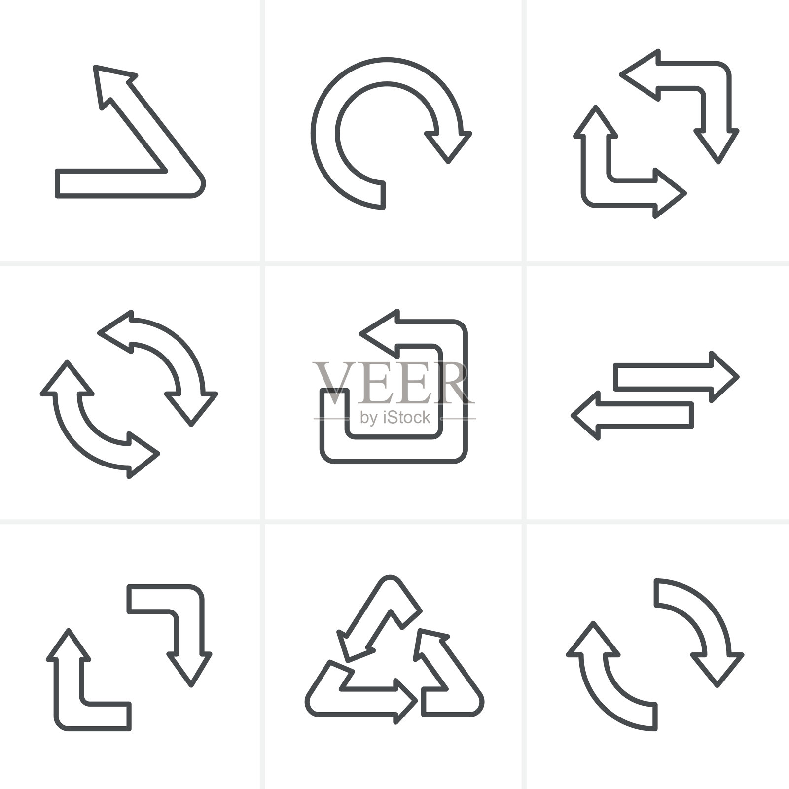 线条图标风格简单，平面设计循环符号。设计元素图片