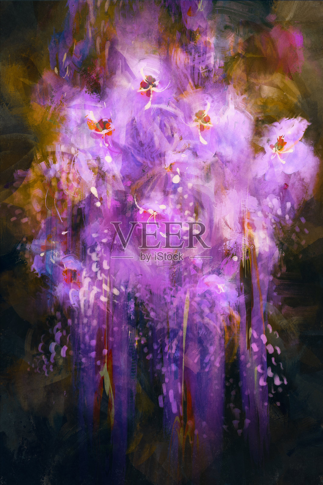 抽象的紫色的花插画图片素材