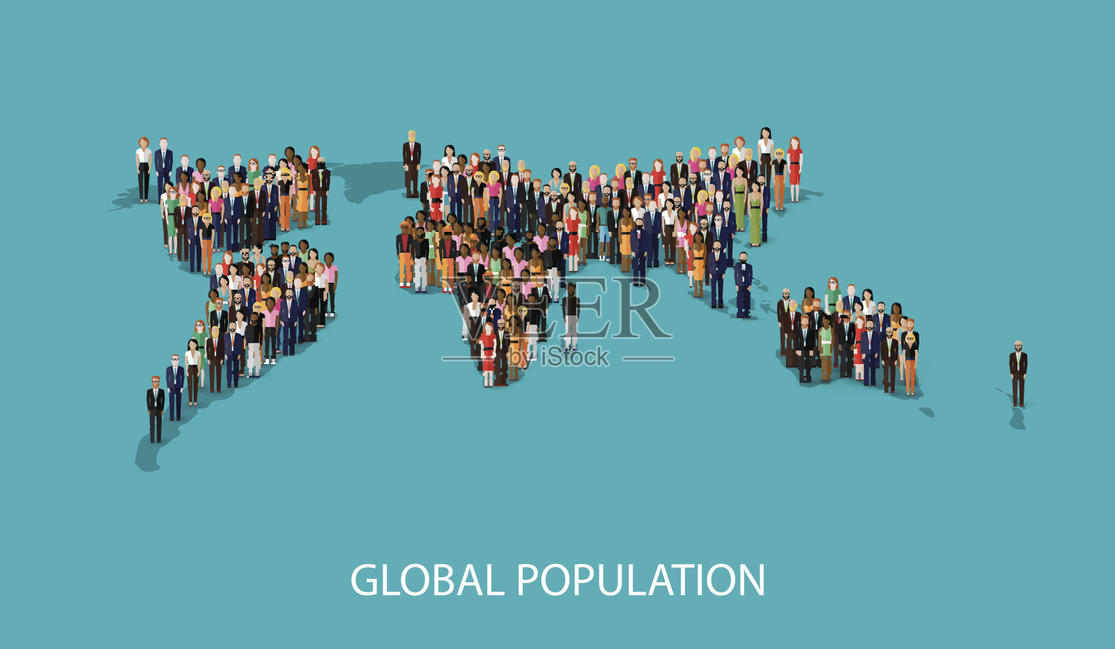 矢量插图的人站在世界全球地图插画图片素材