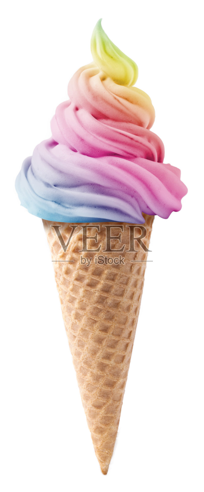 白色背景上的彩色冰淇淋照片摄影图片