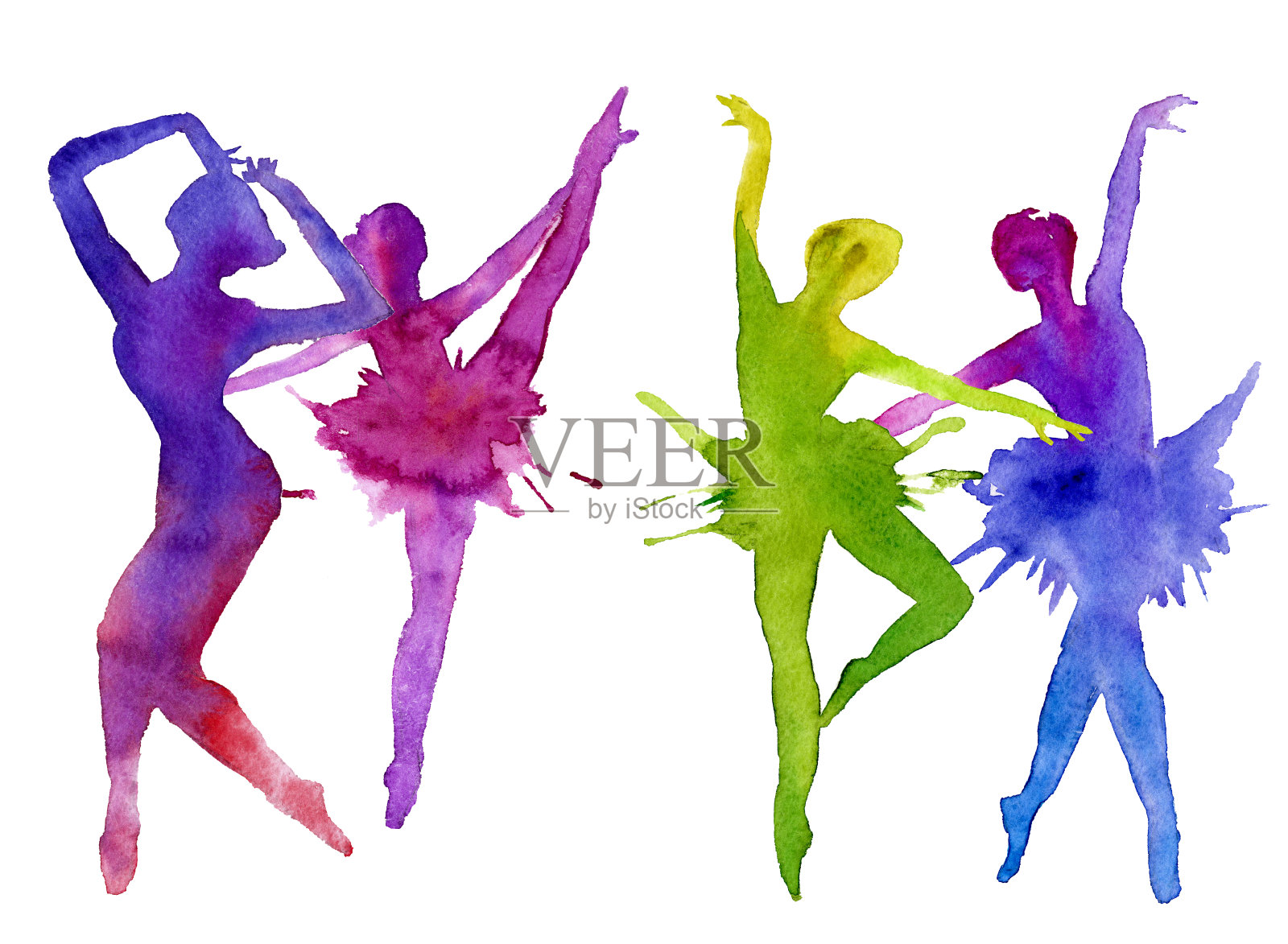 芭蕾舞女演员。舞者。孤立。color.watercolor插画图片素材