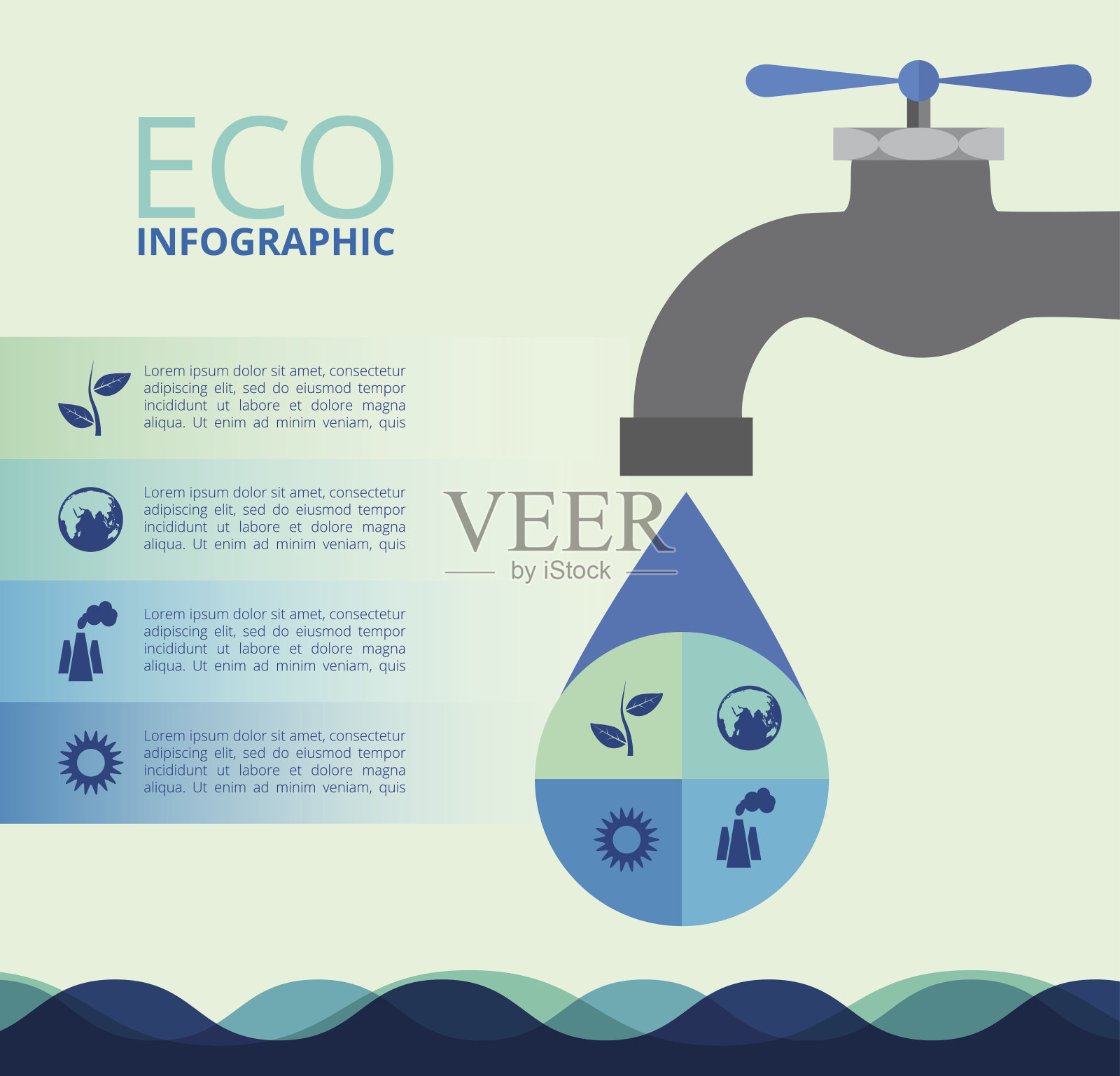 水生态信息图。插画图片素材
