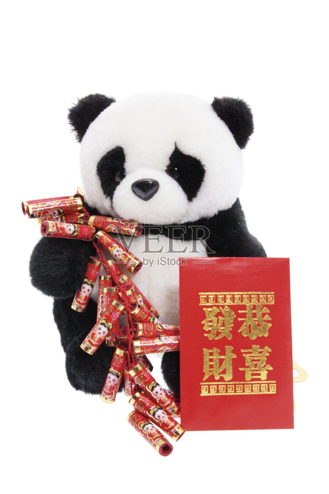 玩具熊猫与中国新年装饰照片摄影图片