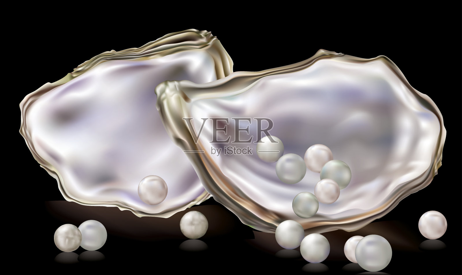 牡蛎壳里的珍珠插画图片素材