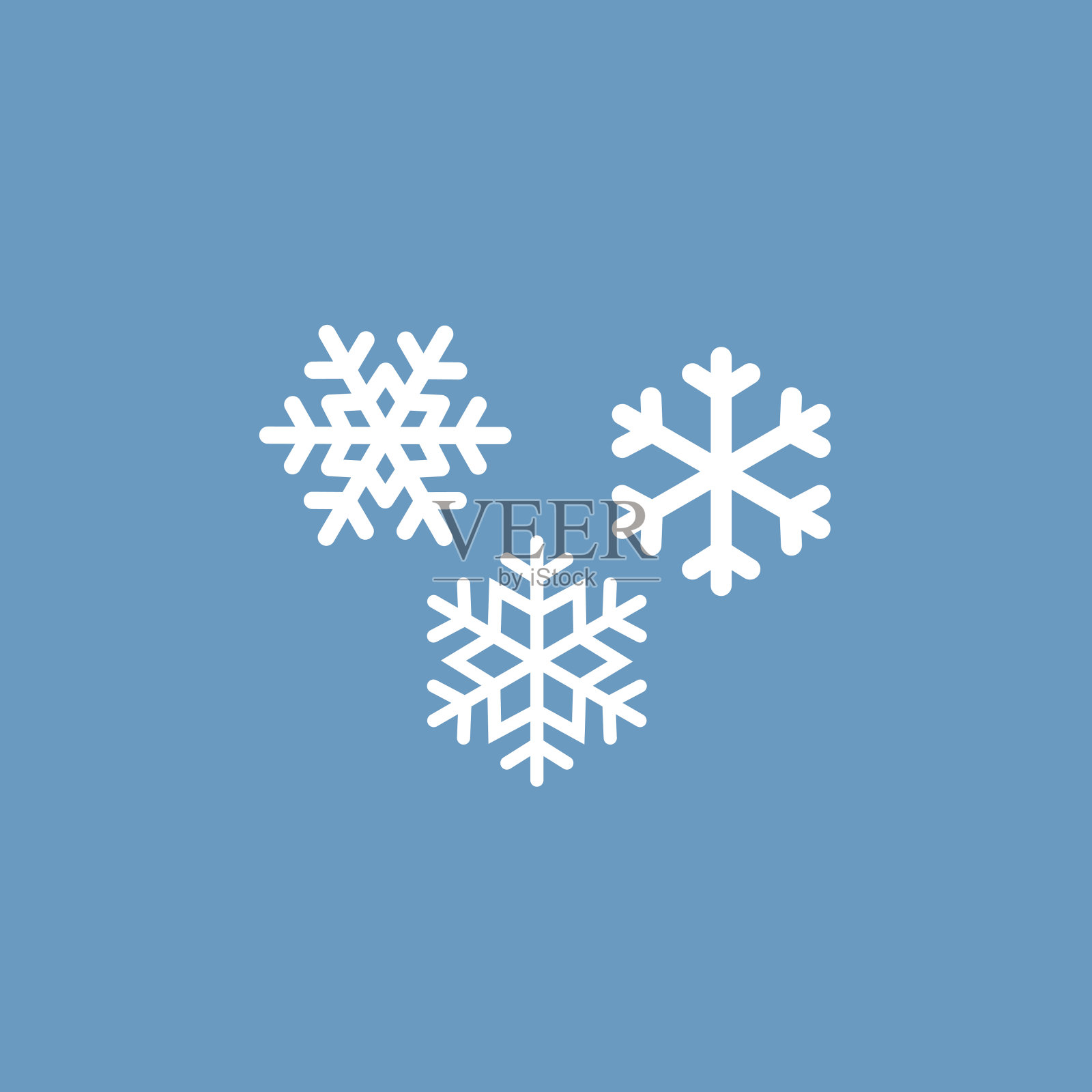 雪花图标，白色的蓝色背景插画图片素材