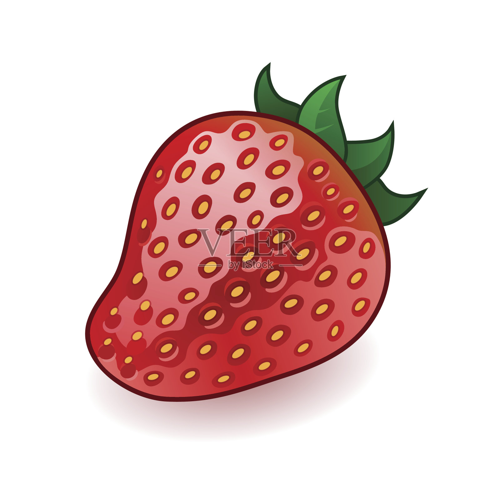 孤立的新鲜闪亮的草莓在白色的背景插画图片素材