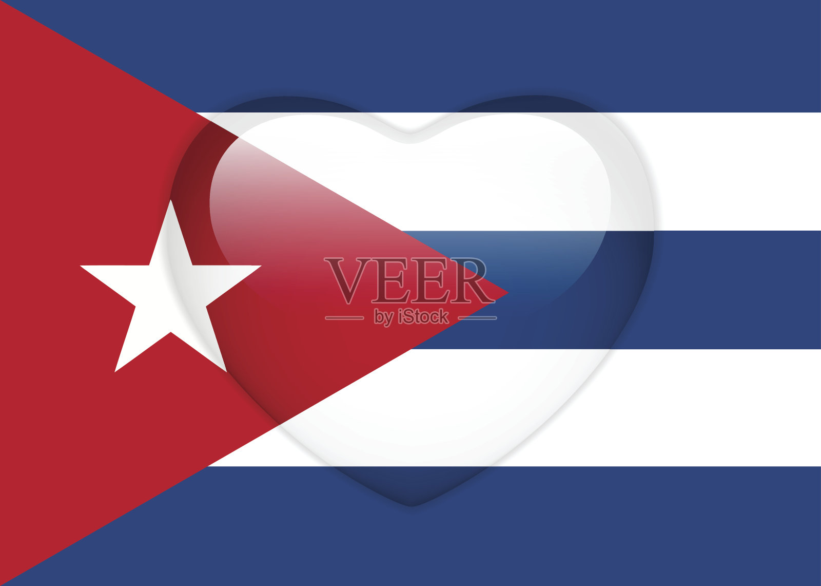 古巴国旗心光滑按钮插画图片素材