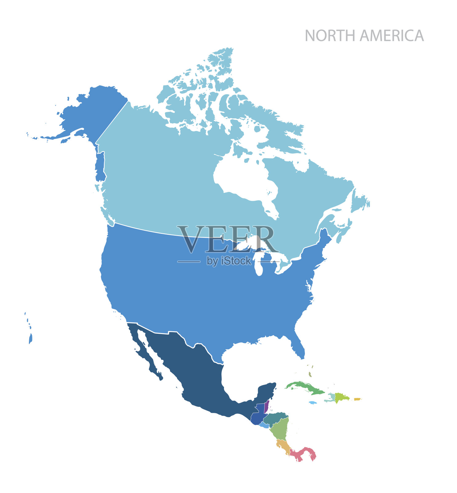 北美地图插画图片素材