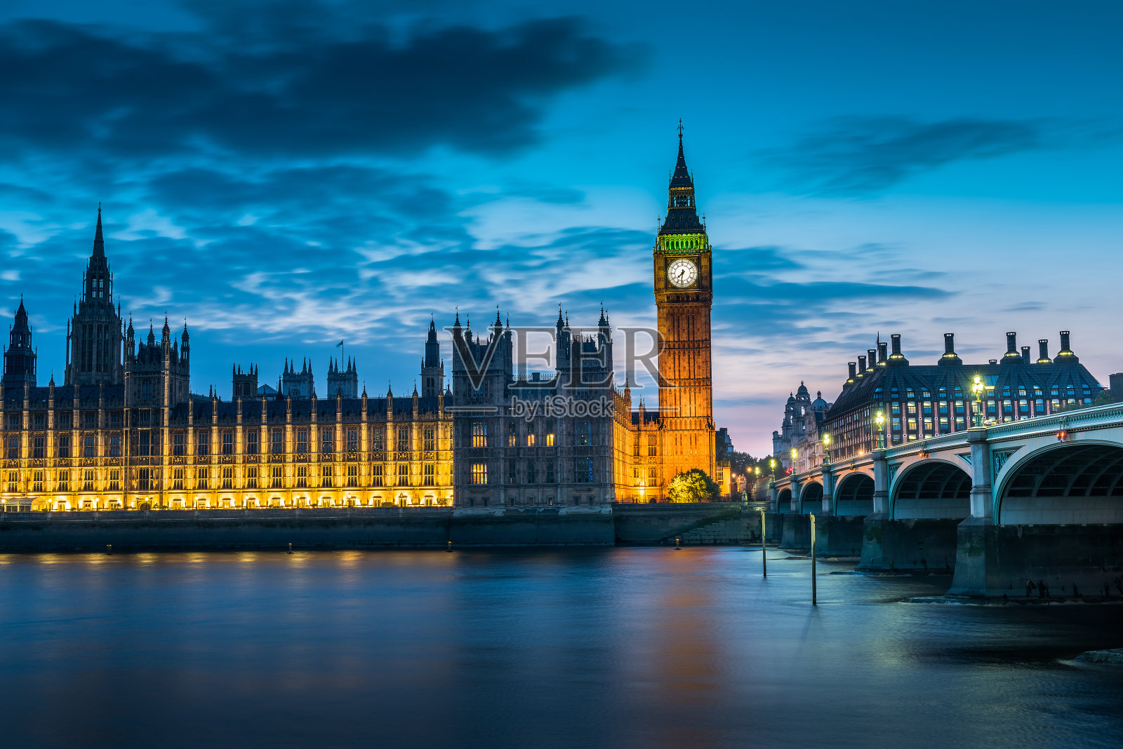 伦敦大本钟之夜，英国，英国照片摄影图片