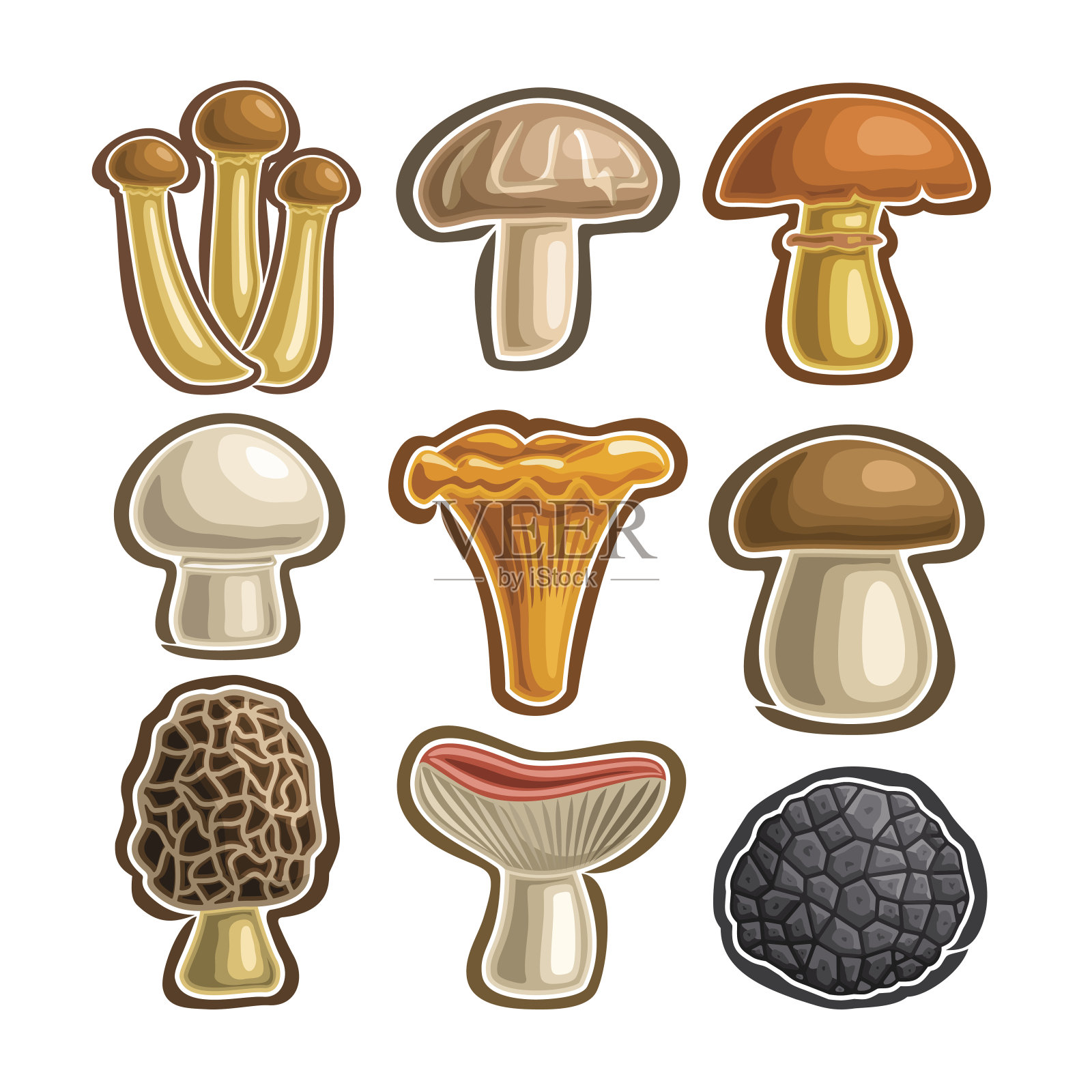 矢量设置图标可食用蘑菇设计元素图片