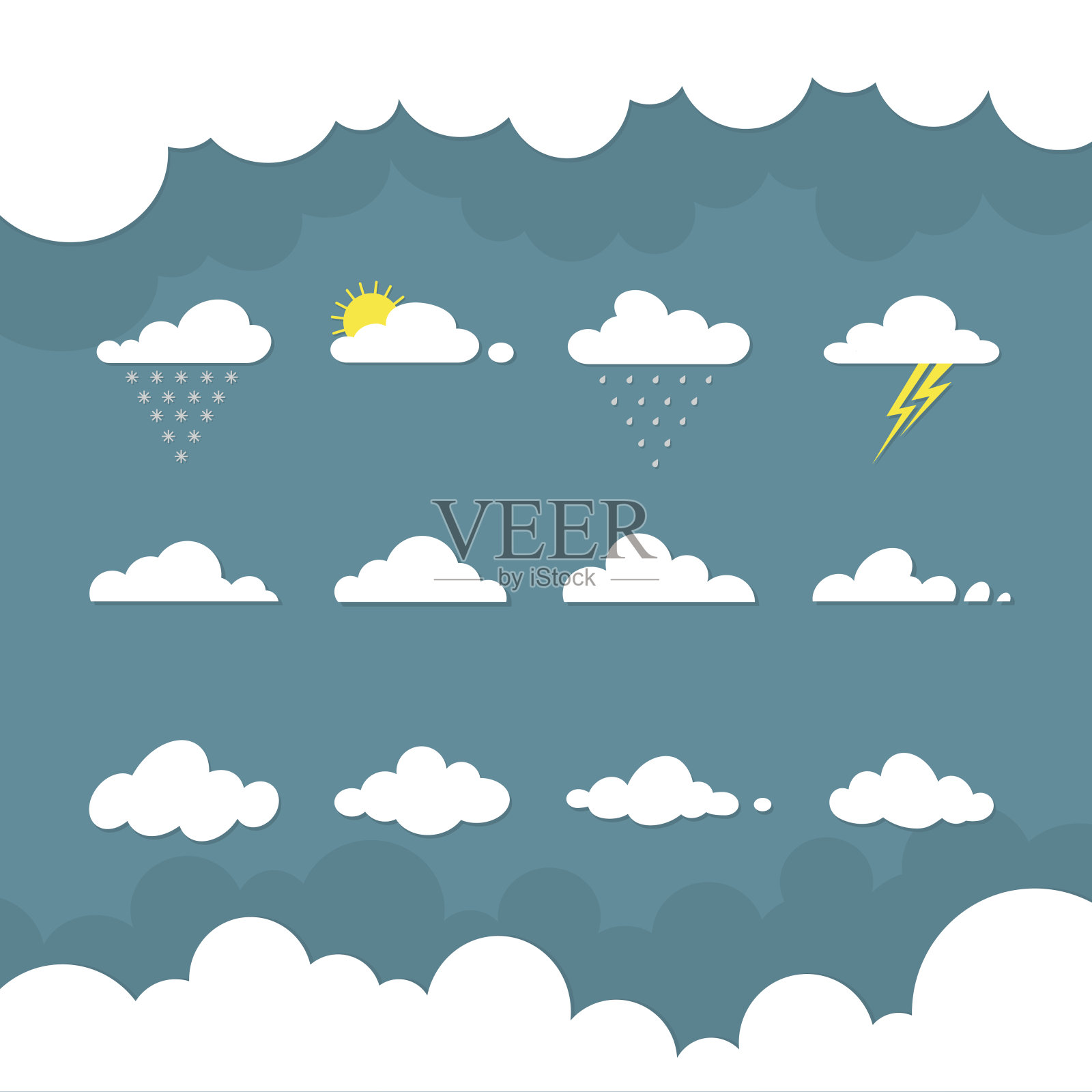 图标云为您的设计。天气预报。平的插图插画图片素材