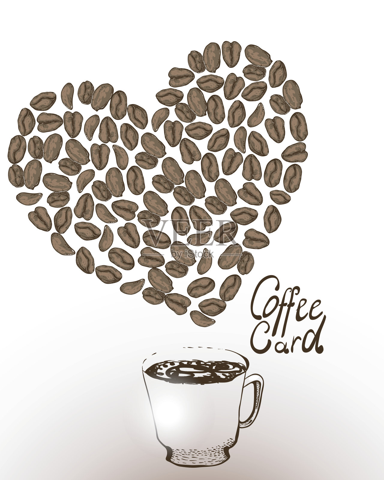 一杯咖啡。咖啡卡的模板。插画图片素材