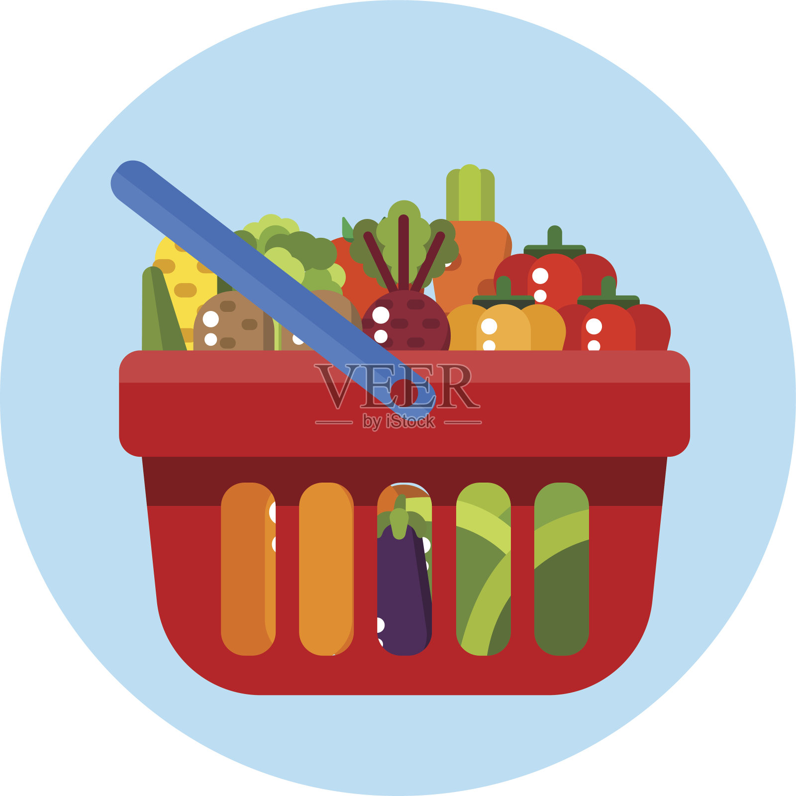 红色的蔬菜篮子插画图片素材