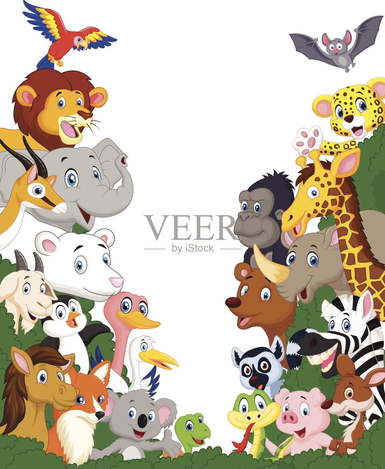 野生动物卡通背景插画图片素材