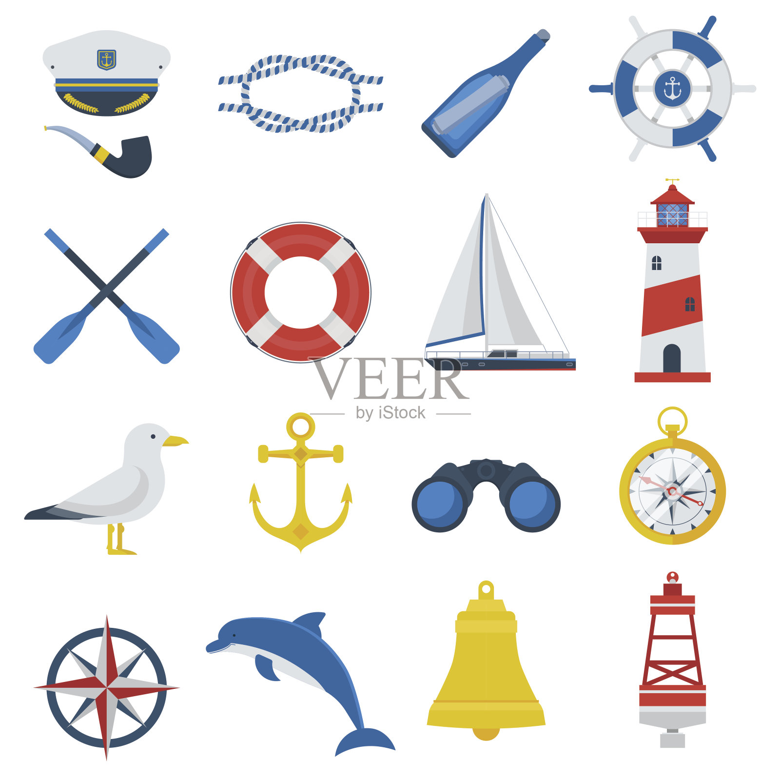 海上旅行海洋图标和元素插画图片素材