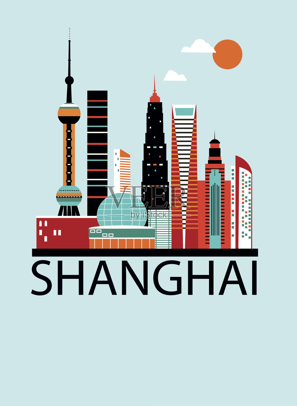 中国上海。插画图片素材
