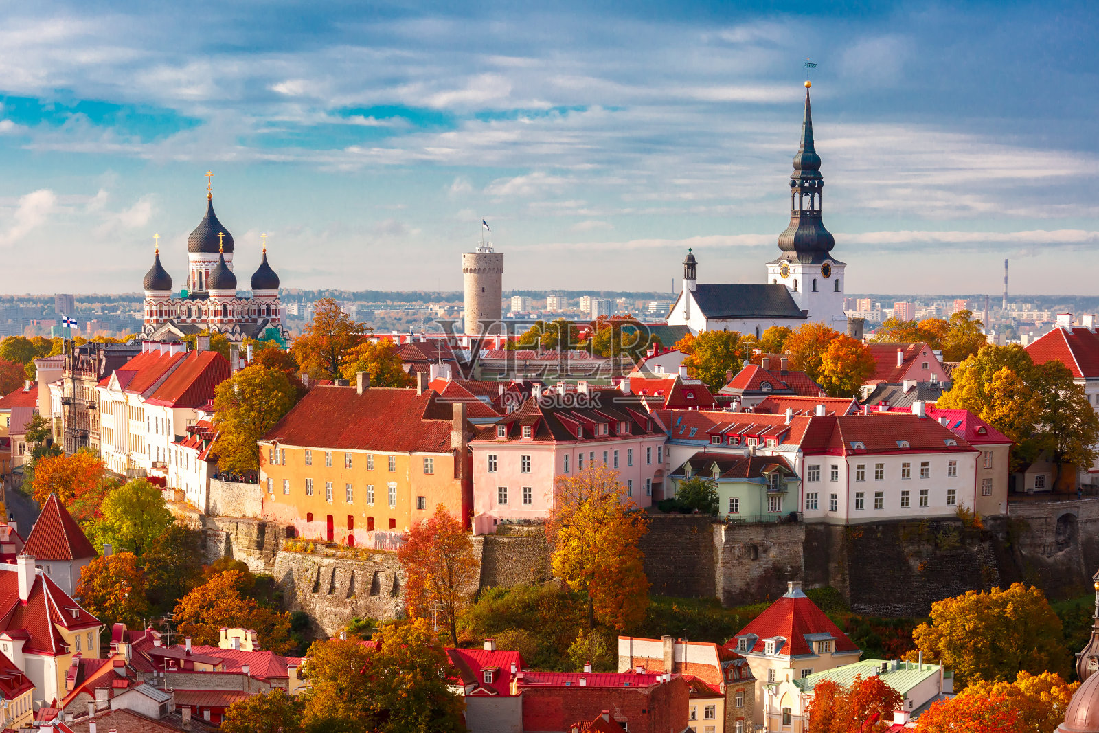 爱沙尼亚塔林老城鸟瞰图照片摄影图片