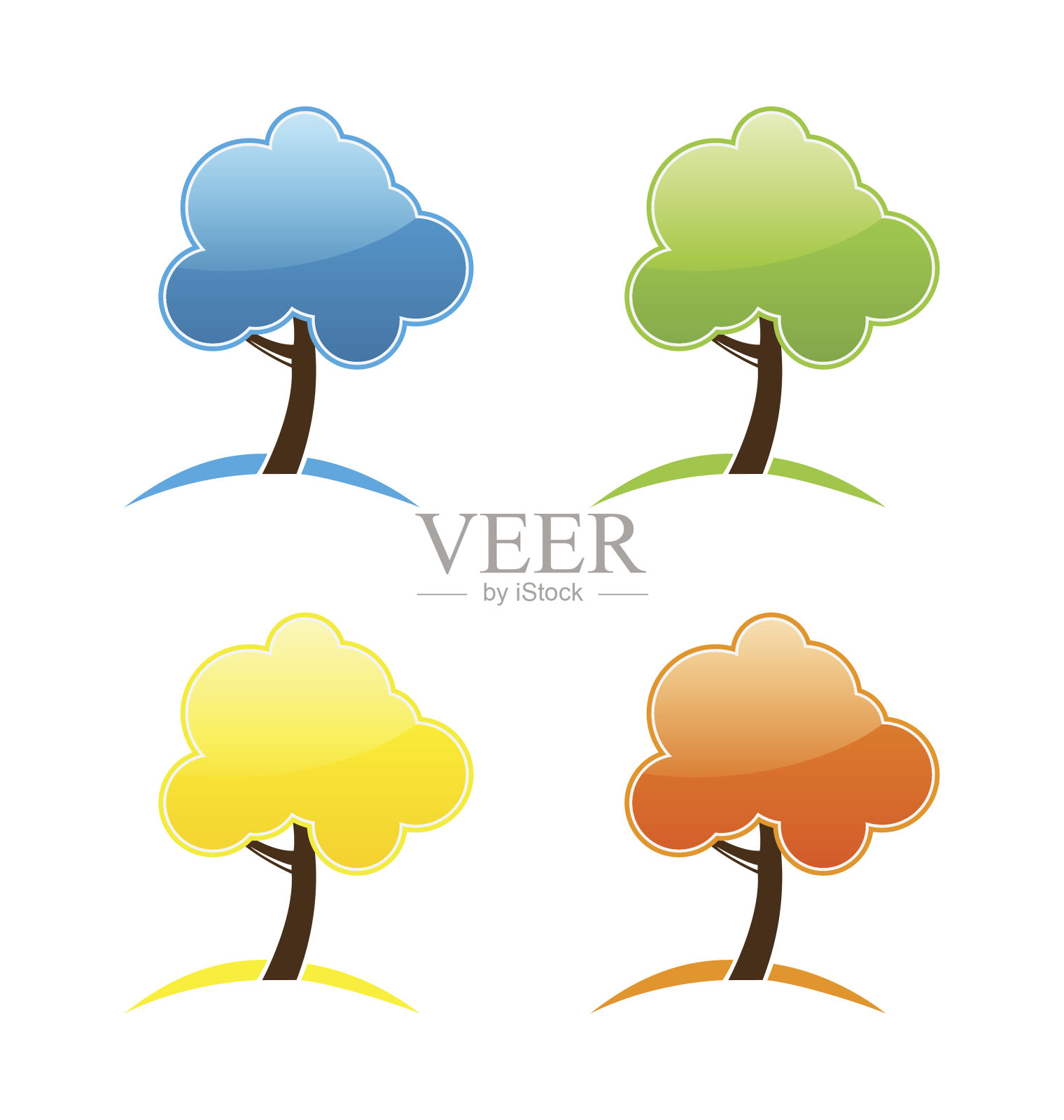 四个季节的标志与树插画图片素材