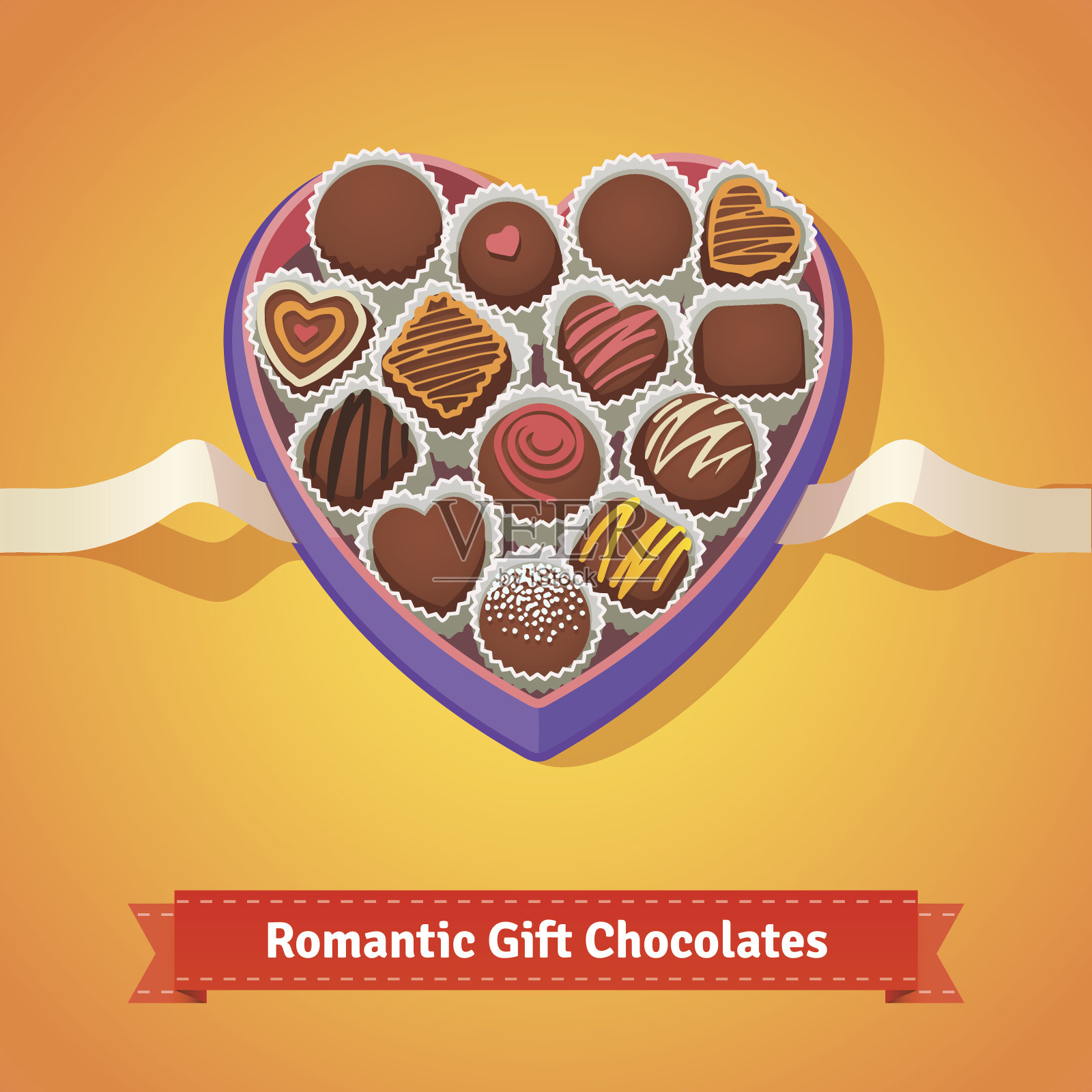 情人节，生日巧克力盒插画图片素材