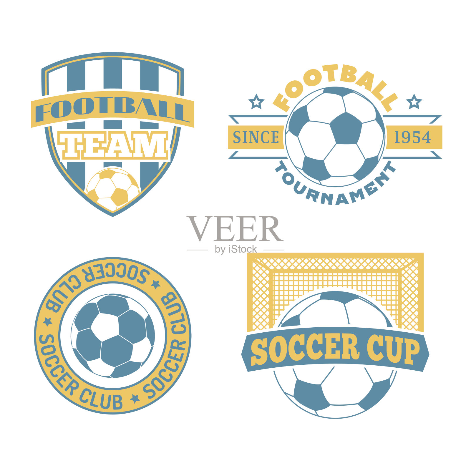 足球徽章向量集设计元素图片
