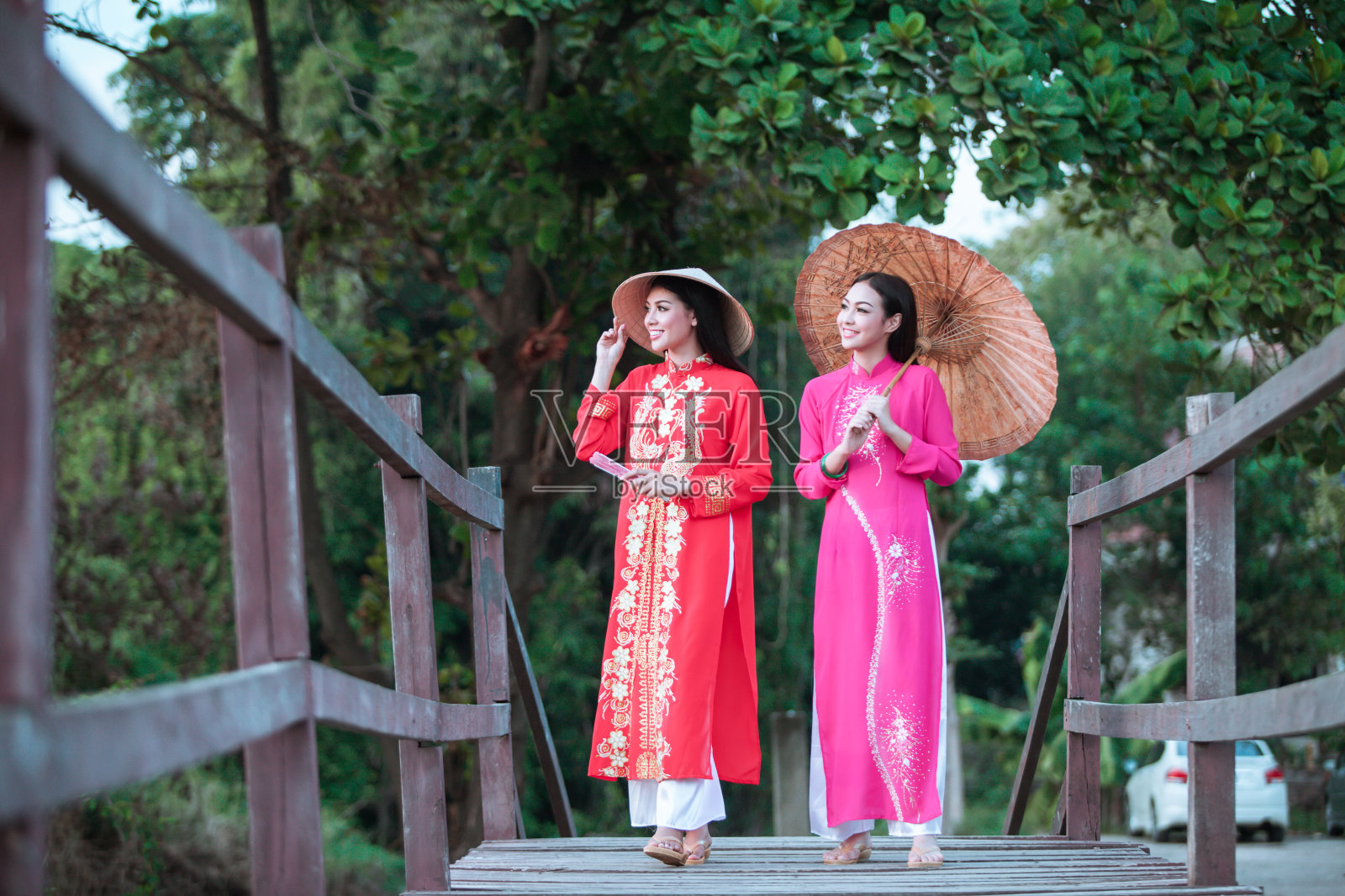 越南女孩的传统服饰肖像照片摄影图片