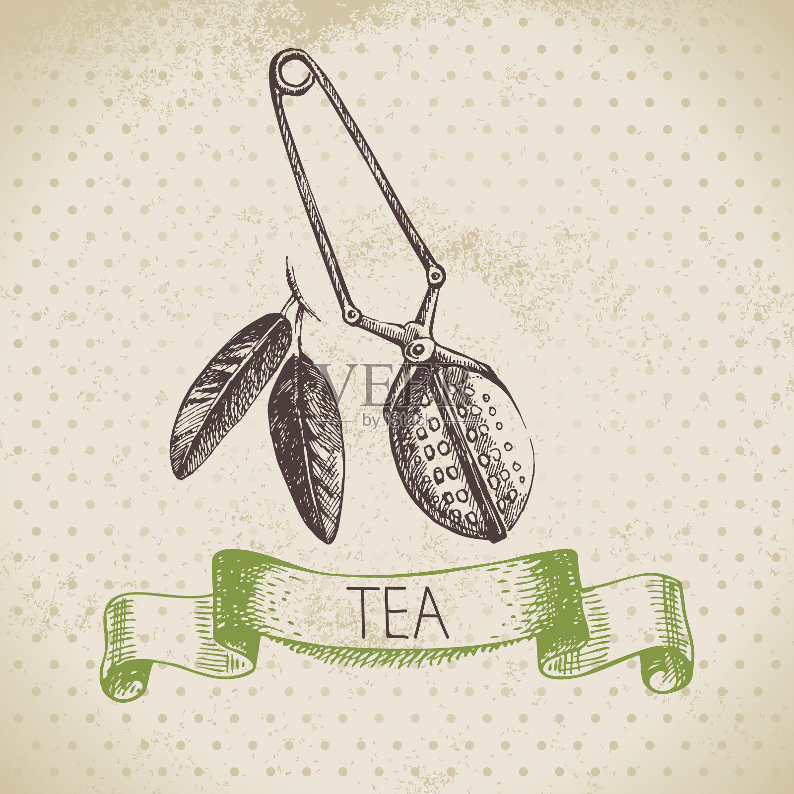 茶的背景。手绘草图。菜单des插画图片素材