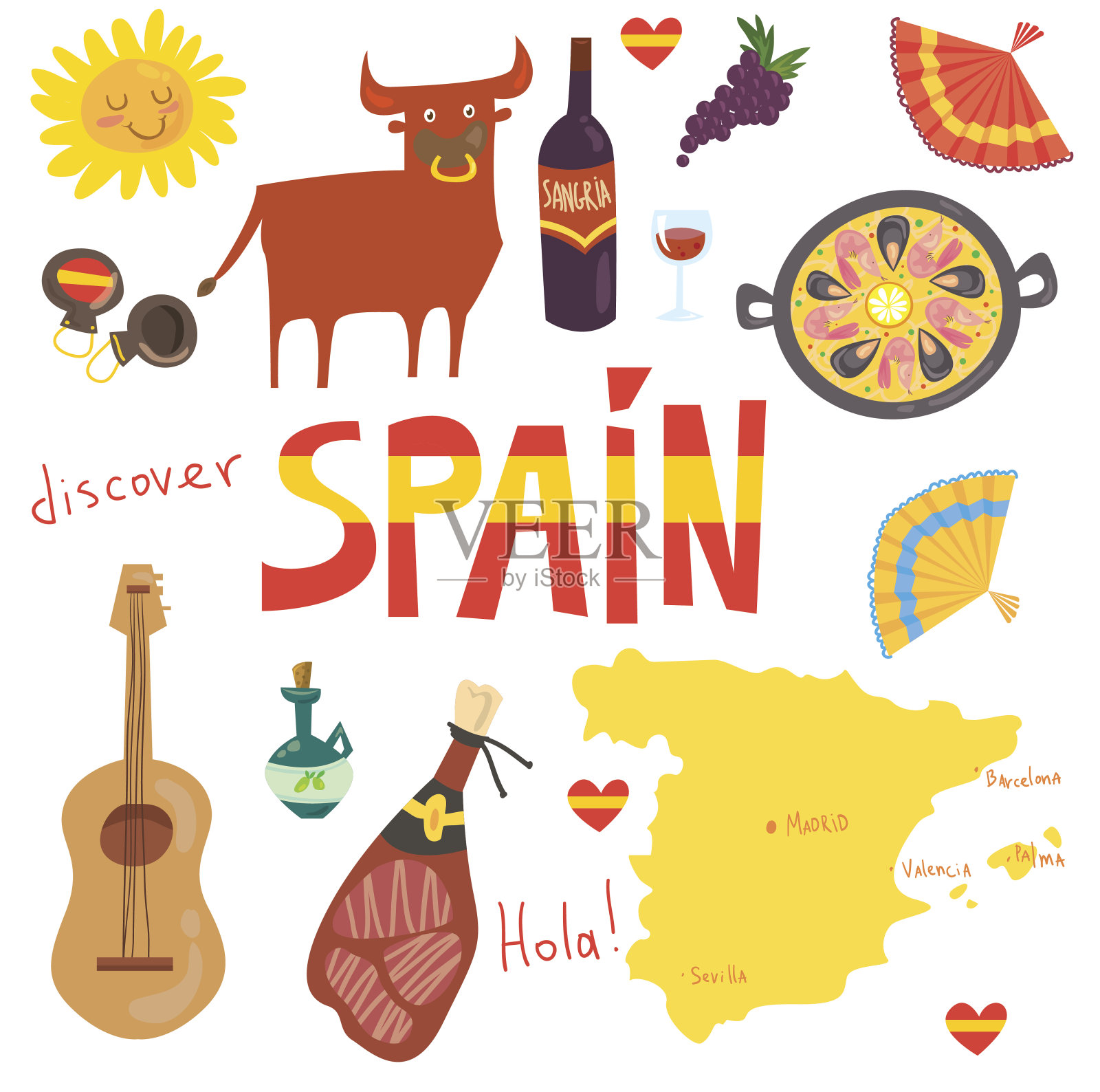 西班牙语符号组插画图片素材
