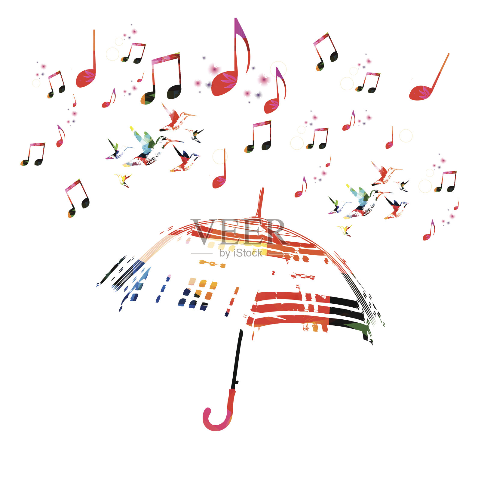 带伞的音乐背景插画图片素材