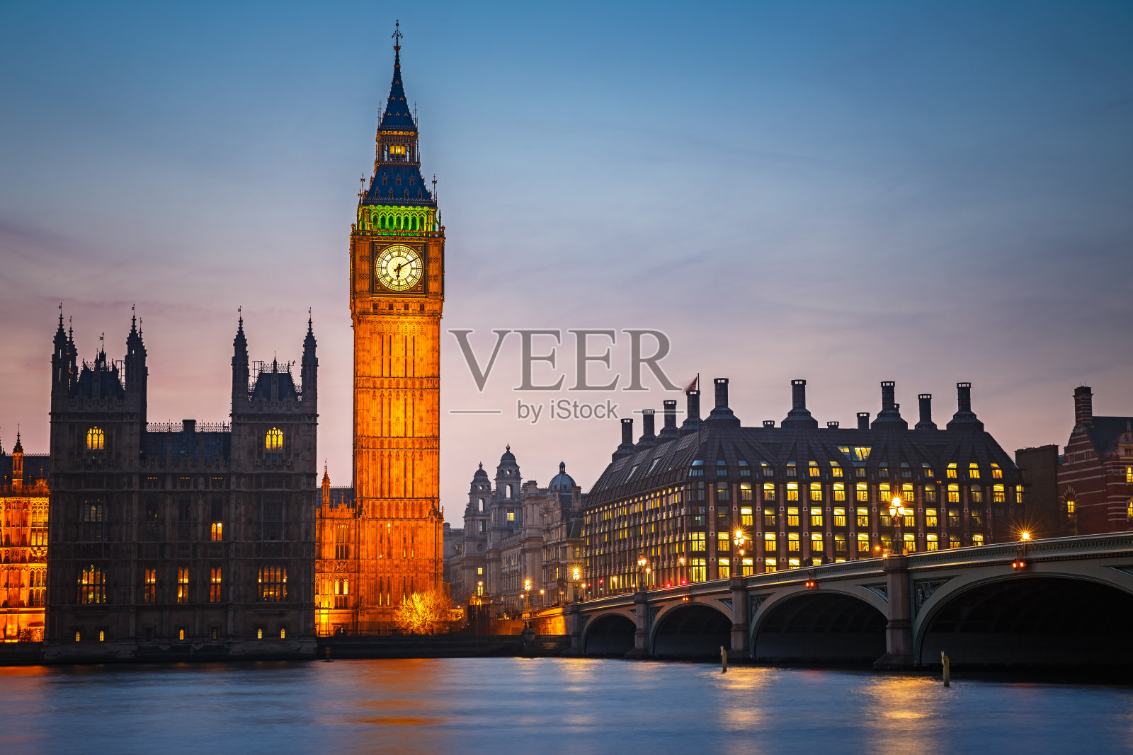 大本钟和威斯敏斯特桥，伦敦照片摄影图片