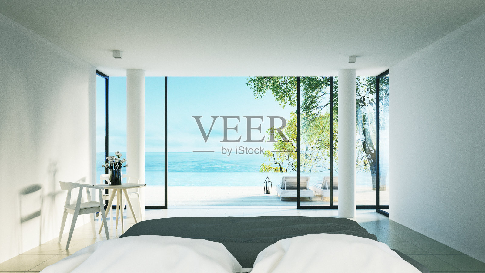 现代卧室-阳光甲板海景照片摄影图片