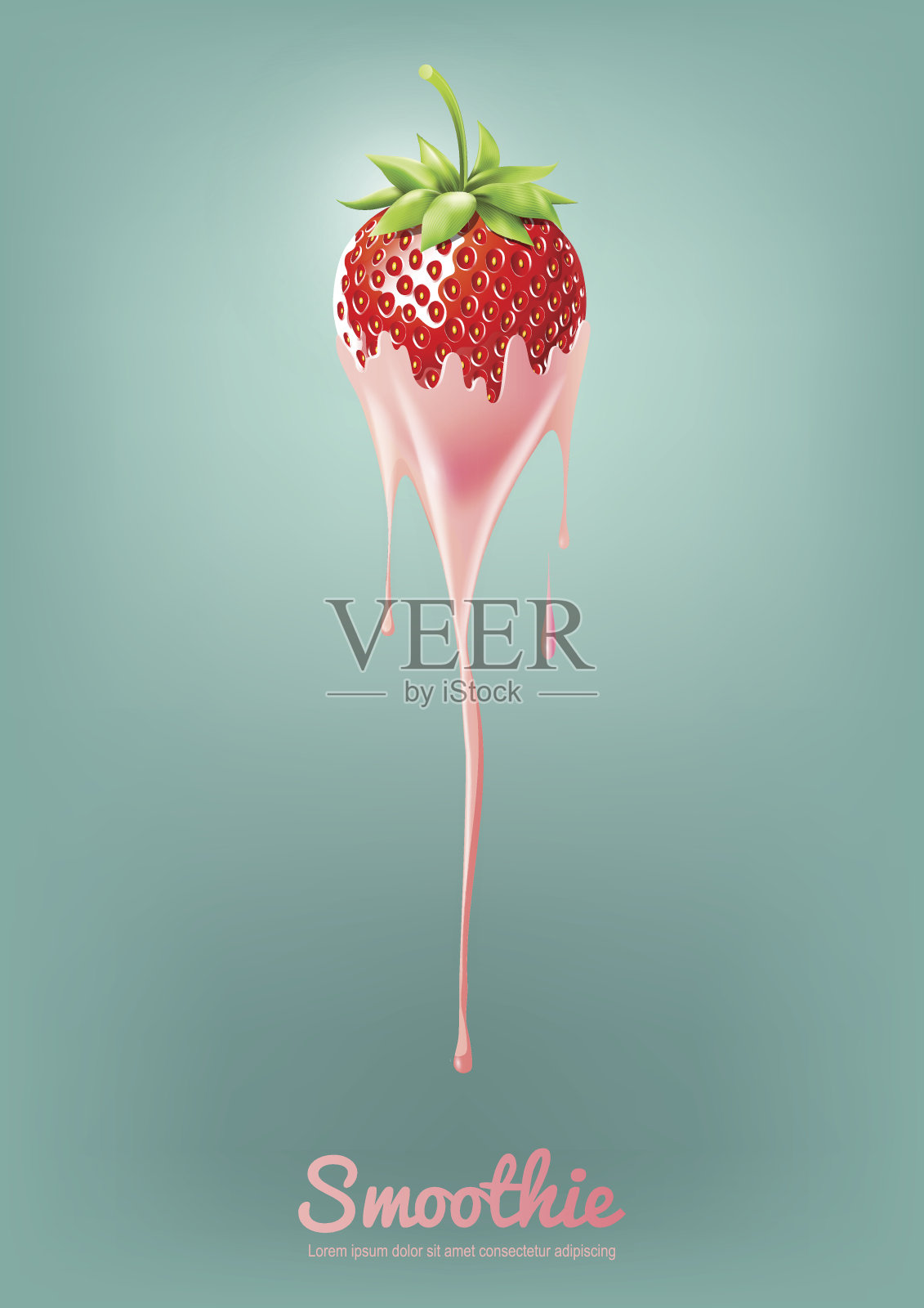 草莓酸奶和水果奶昔牛奶，果汁，向量插画图片素材