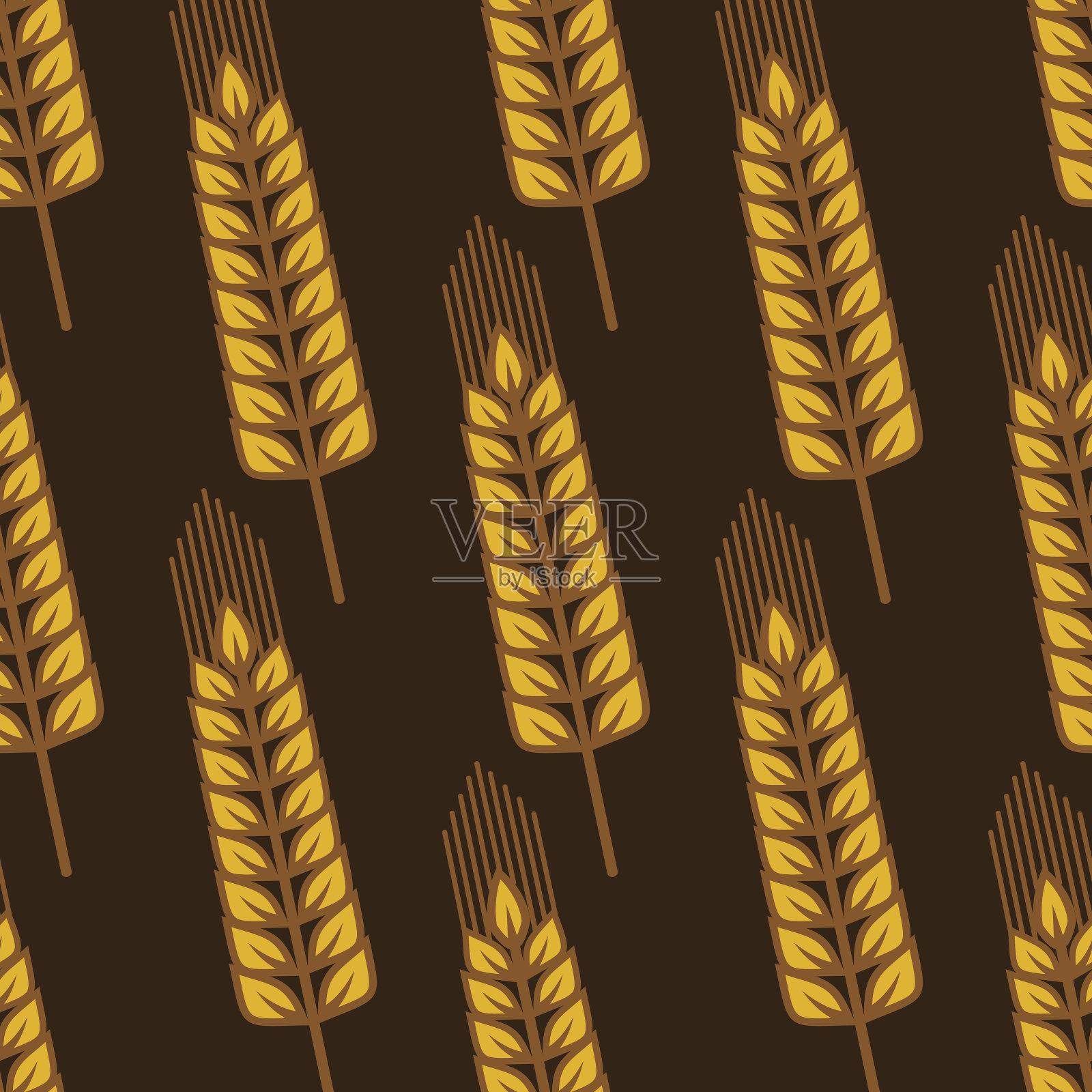无缝模式与成熟的金色麦穗插画图片素材