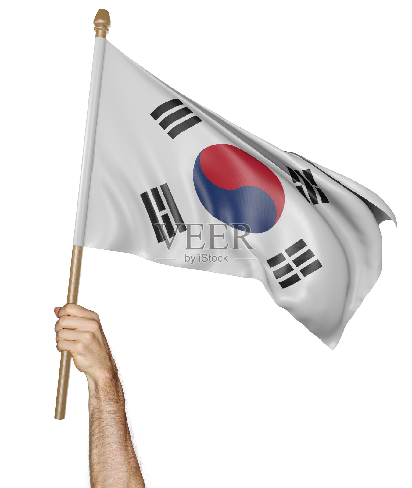 手骄傲地挥舞着韩国国旗照片摄影图片