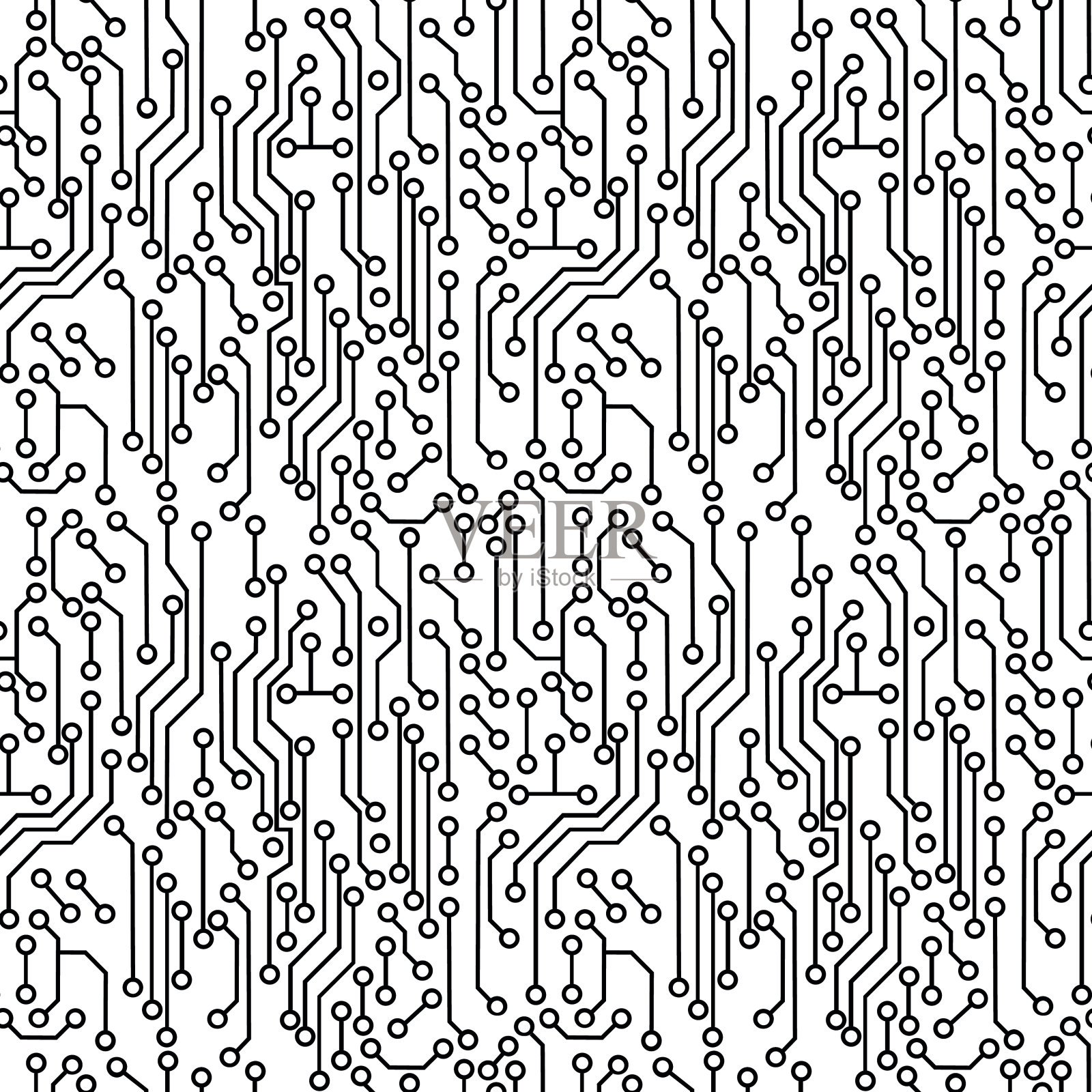 计算机电子微线路板。向量无缝模式插画图片素材