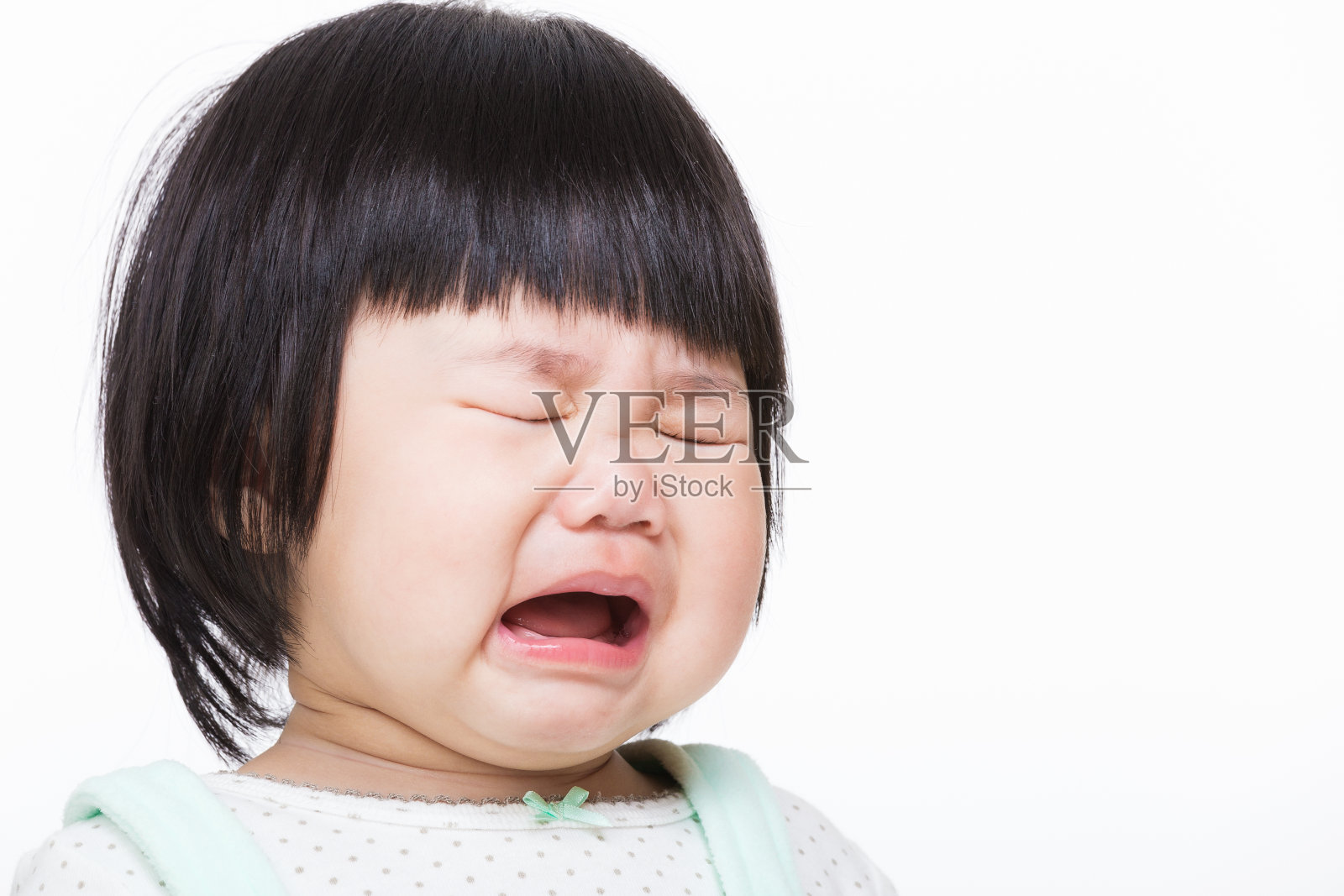 亚洲女婴哭闹照片摄影图片