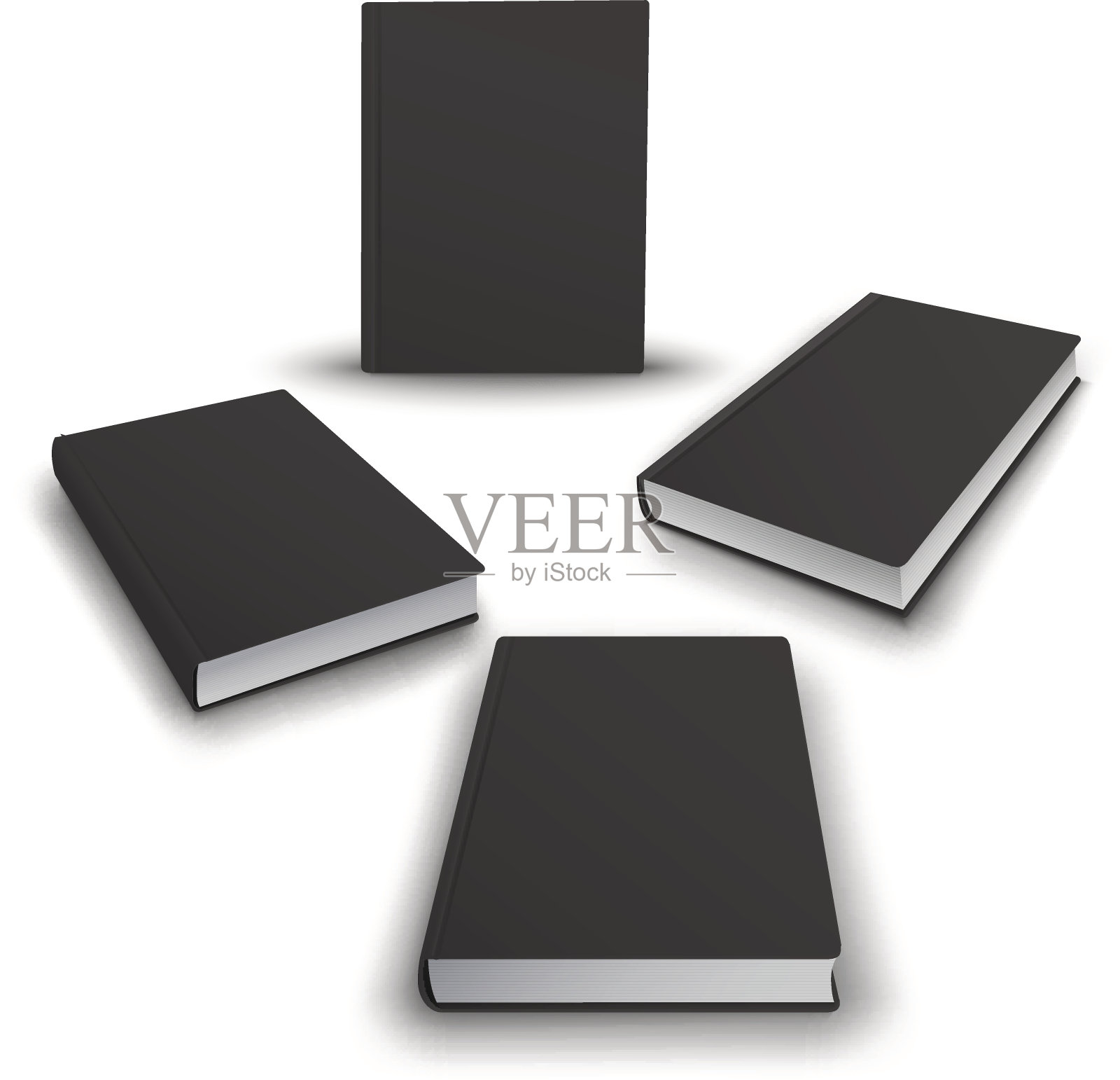现实的收藏3d书与白色封面。模拟了设计模板素材