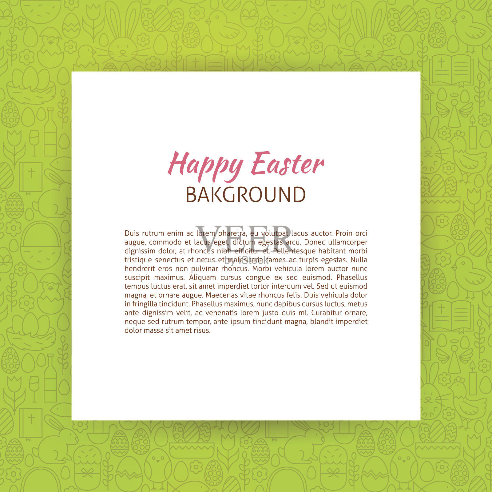 纸上的快乐复活节线艺术背景设计元素图片