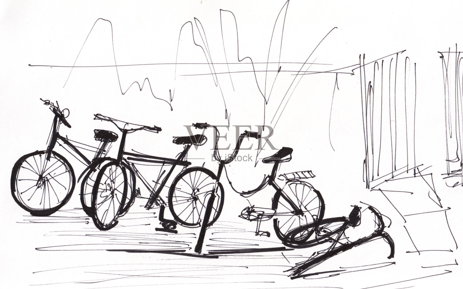 自行车在休息插画图片素材