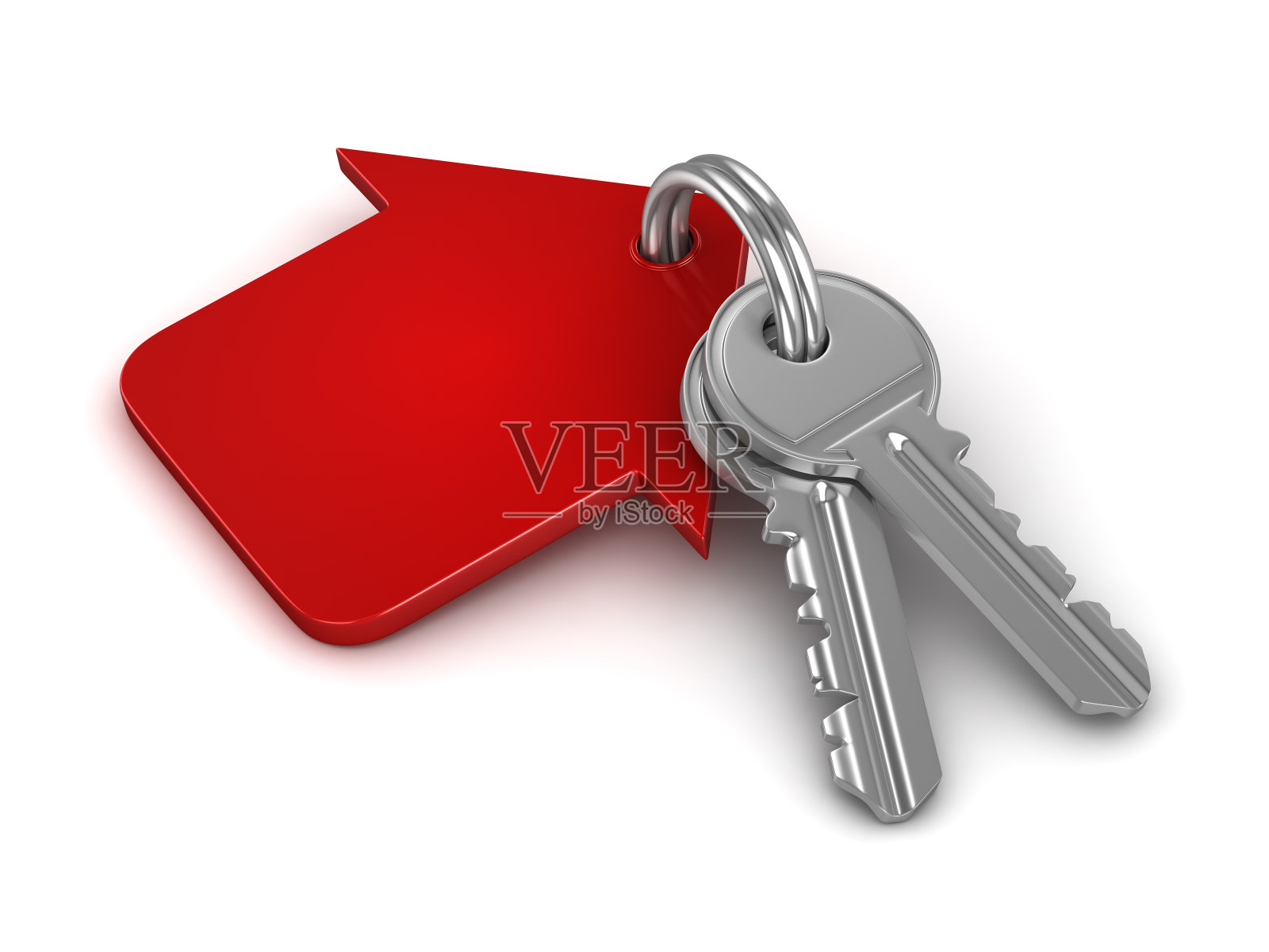 3d钥匙链与红房子照片摄影图片