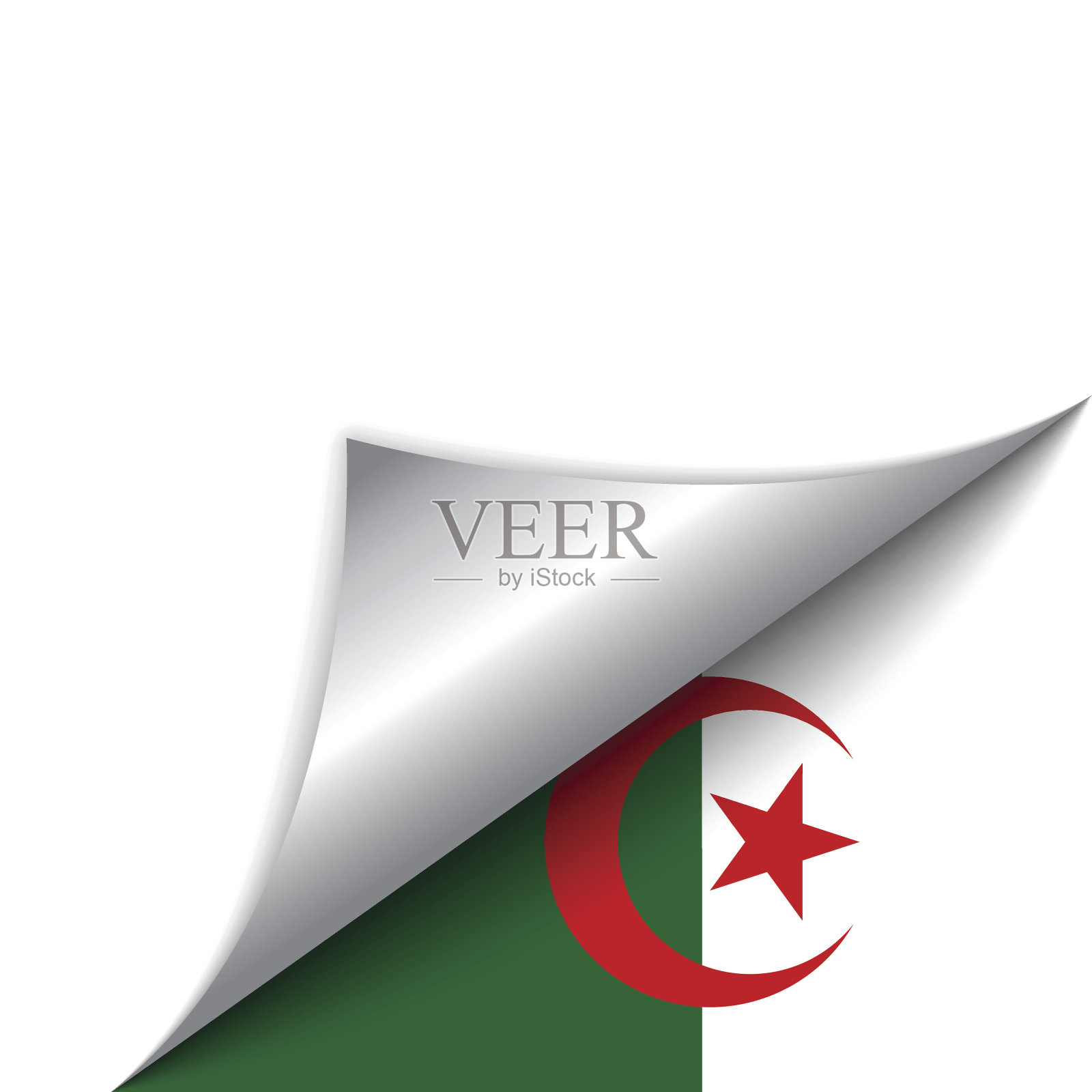 阿尔及利亚国旗翻页插画图片素材