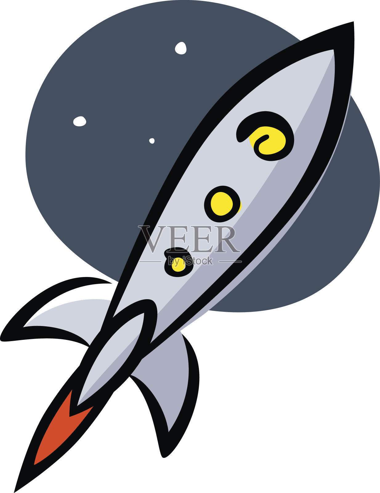 太空中的火箭艺术品在白色的背景上插画图片素材