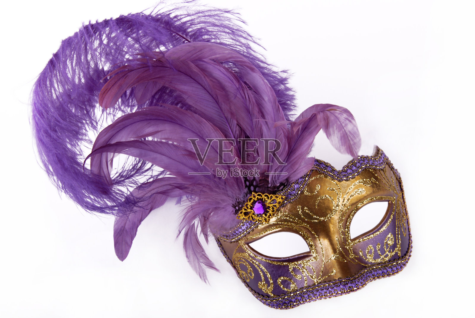 淡紫色狂欢节面具照片摄影图片
