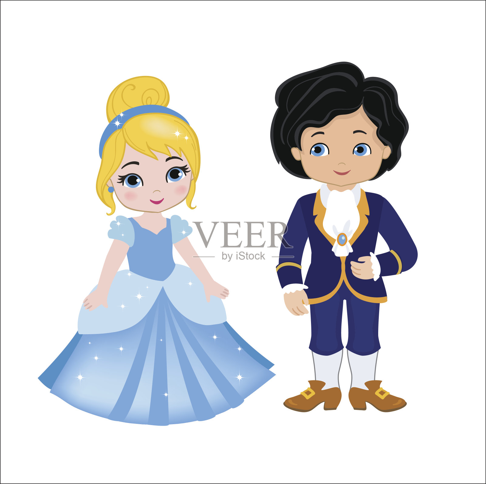 非常可爱的王子和公主的插图插画图片素材
